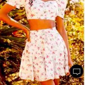 Pink red and white floral skirt